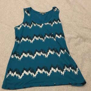 Teal tank with sequins